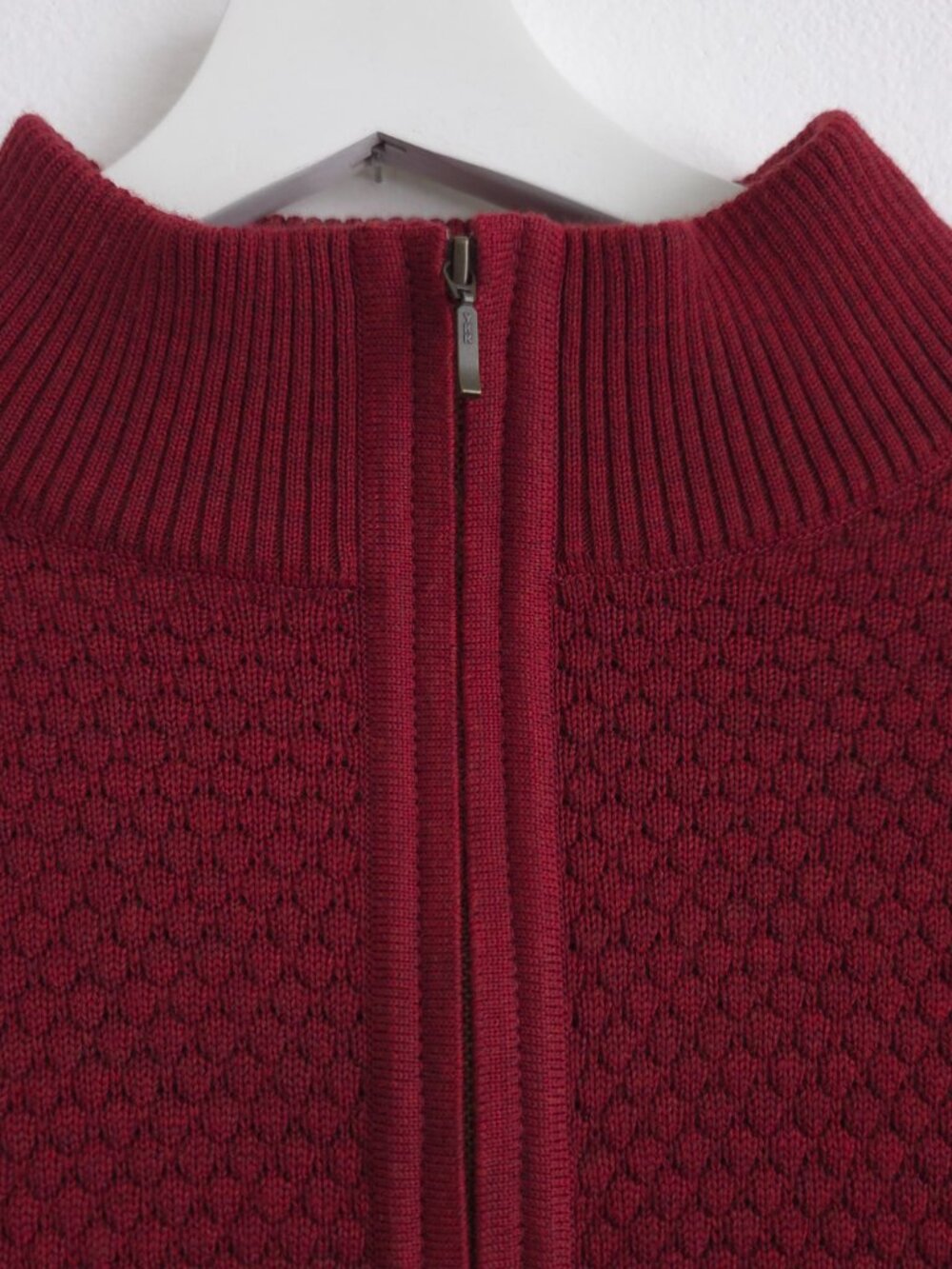 Vintage Retro Textured Wool Blend Quarter Zip Sweater - Picture 3 of 6